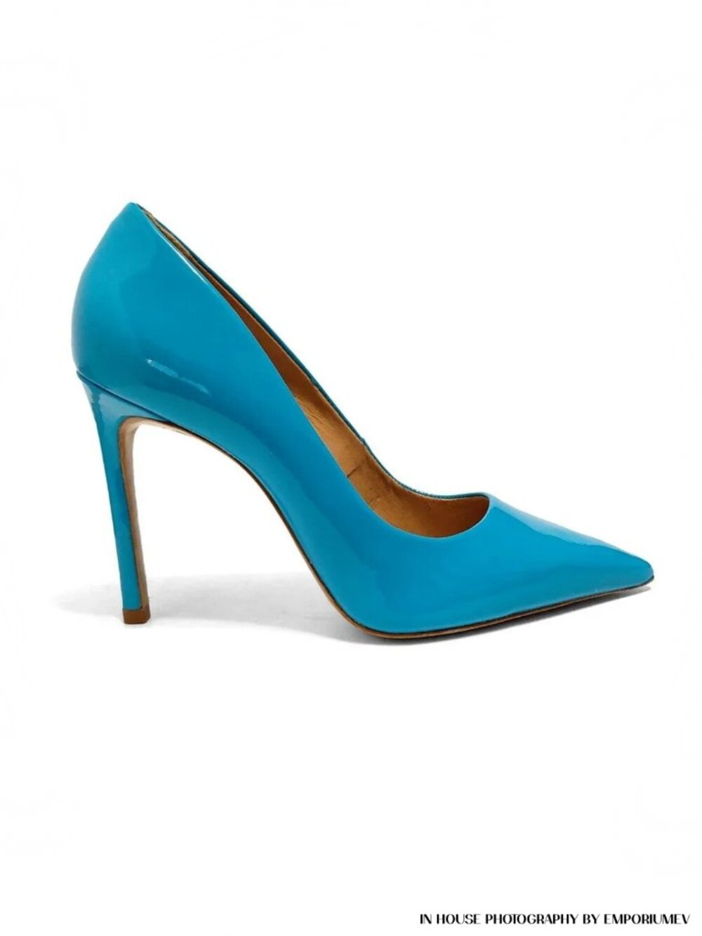 Schutz Lou Blue Patent Bright Ocean Stiletto Pointed Toe Pump Shoes